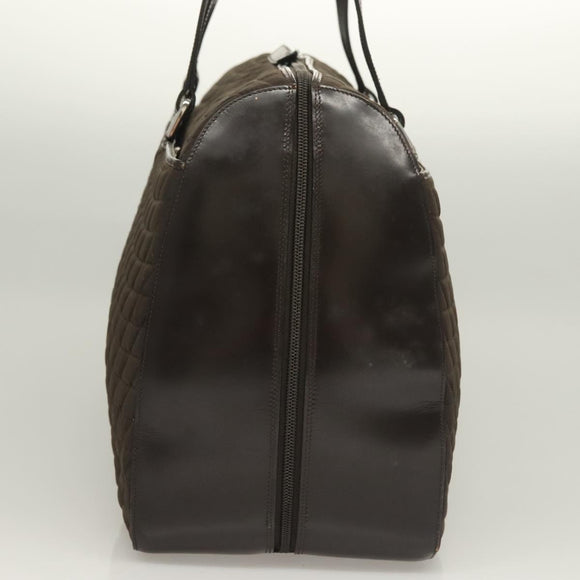 BALLY Quilted Boston Bag Nylon Black Silver Auth mr1328