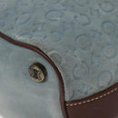 CELINE C Macadam Canvas Shoulder Bag Suede Leather Blue Gold Auth mr1329-9