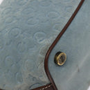 CELINE C Macadam Canvas Shoulder Bag Suede Leather Blue Gold Auth mr1329-14