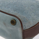 CELINE C Macadam Canvas Shoulder Bag Suede Leather Blue Gold Auth mr1329-15