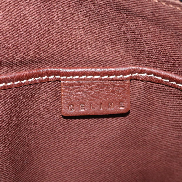 CELINE C Macadam Canvas Shoulder Bag Suede Leather Blue Gold Auth mr1329