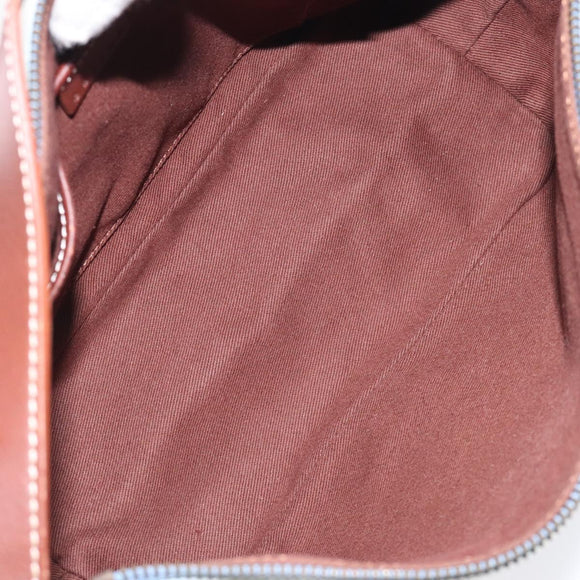 CELINE C Macadam Canvas Shoulder Bag Suede Leather Blue Gold Auth mr1329