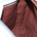 CELINE C Macadam Canvas Shoulder Bag Suede Leather Blue Gold Auth mr1329-19