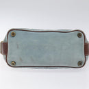 CELINE C Macadam Canvas Shoulder Bag Suede Leather Blue Gold Auth mr1329-5