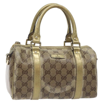 GUCCI GG Crystal Hand Bag Coated Canvas Beige Gold 193604 Auth mr1331
