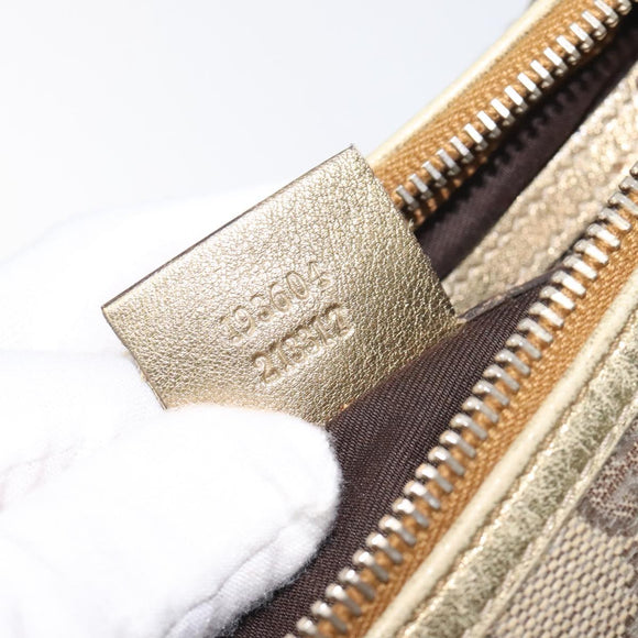 GUCCI GG Crystal Hand Bag Coated Canvas Beige Gold 193604 Auth mr1331