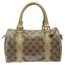 GUCCI GG Crystal Hand Bag Coated Canvas Beige Gold 193604 Auth mr1331-2
