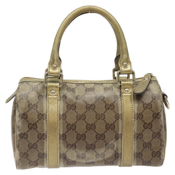 GUCCI GG Crystal Hand Bag Coated Canvas Beige Gold 193604 Auth mr1331 - 0