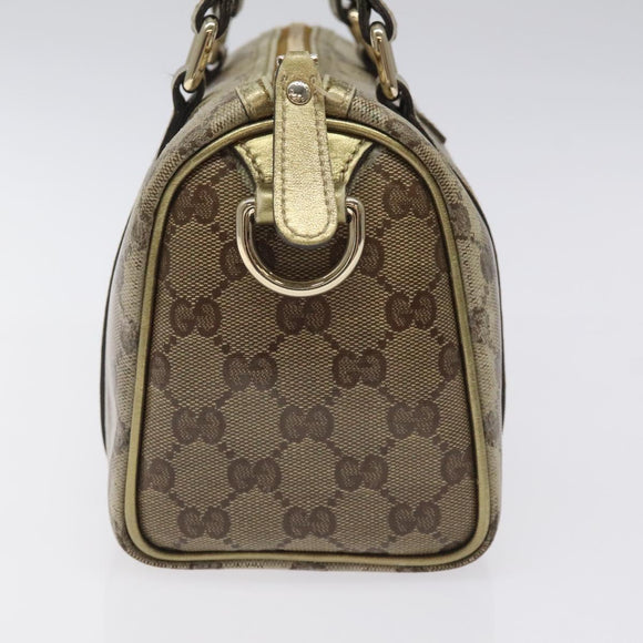 GUCCI GG Crystal Hand Bag Coated Canvas Beige Gold 193604 Auth mr1331