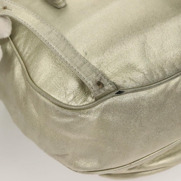 LOEWE Backpack Leather Gold Auth mr1333