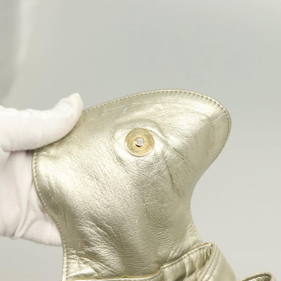 LOEWE Backpack Leather Gold Auth mr1333