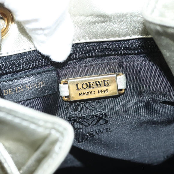 LOEWE Backpack Leather Gold Auth mr1333