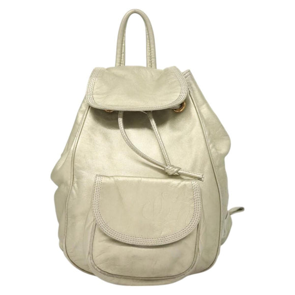 LOEWE Backpack Leather Gold Auth mr1333