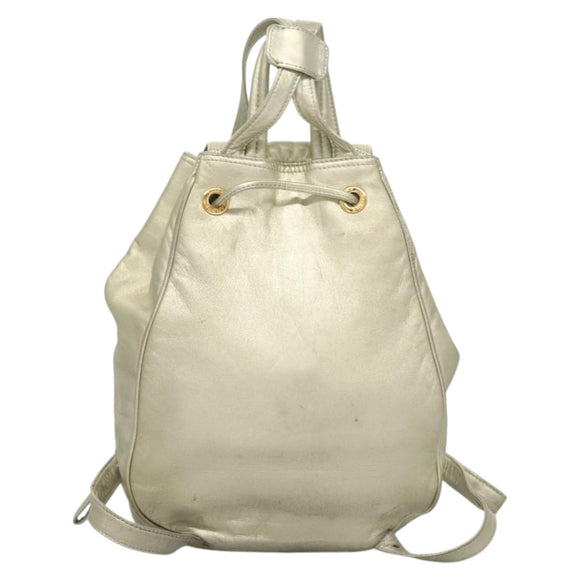 LOEWE Backpack Leather Gold Auth mr1333