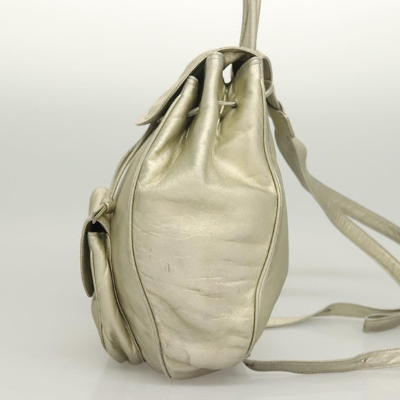 LOEWE Backpack Leather Gold Auth mr1333