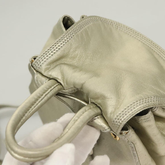 LOEWE Backpack Leather Gold Auth mr1333