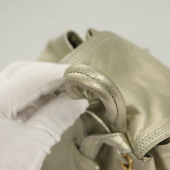 LOEWE Backpack Leather Gold Auth mr1333