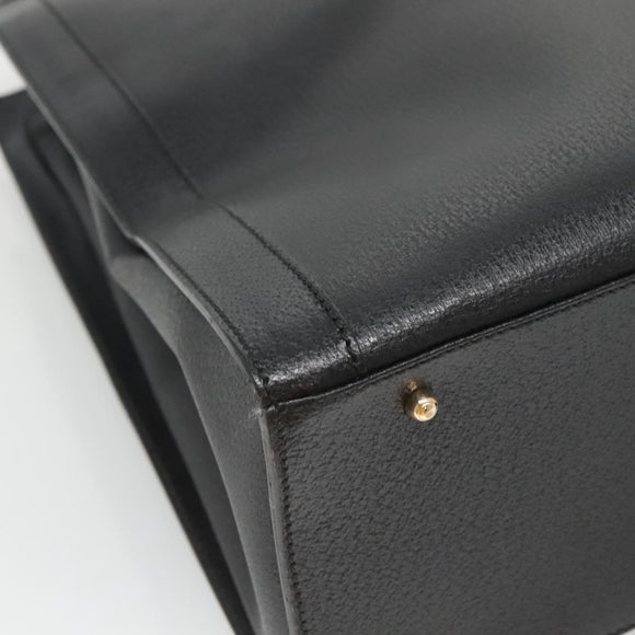 GUCCI Bamboo Hand Bag Leather Black Gold 002 1186 0259 Auth mr1334