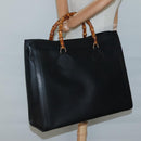 GUCCI Bamboo Hand Bag Leather Black Gold 002 1186 0259 Auth mr1334-23
