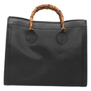 GUCCI Bamboo Hand Bag Leather Black Gold 002 1186 0259 Auth mr1334-13