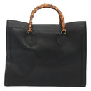 GUCCI Bamboo Hand Bag Leather Black Gold 002 1186 0259 Auth mr1334-2