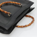 GUCCI Bamboo Hand Bag Leather Black Gold 002 1186 0259 Auth mr1334-6
