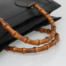 GUCCI Bamboo Hand Bag Leather Black Gold 002 1186 0259 Auth mr1334-7