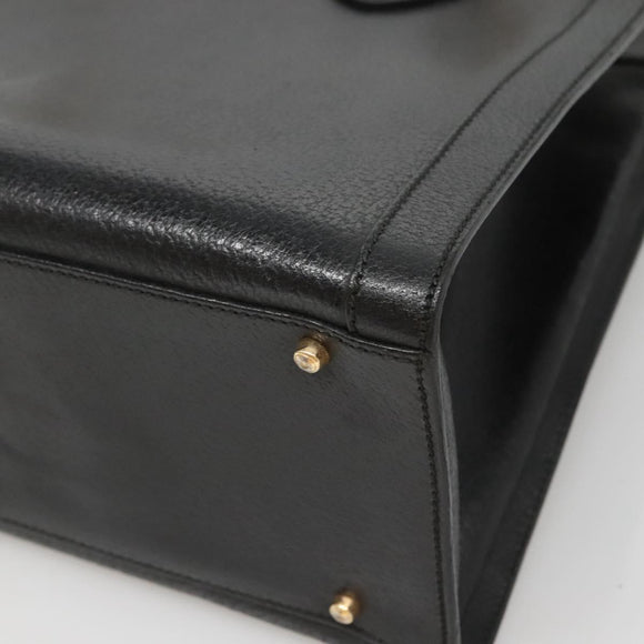 GUCCI Bamboo Hand Bag Leather Black Gold 002 1095 0260 Auth mr1335