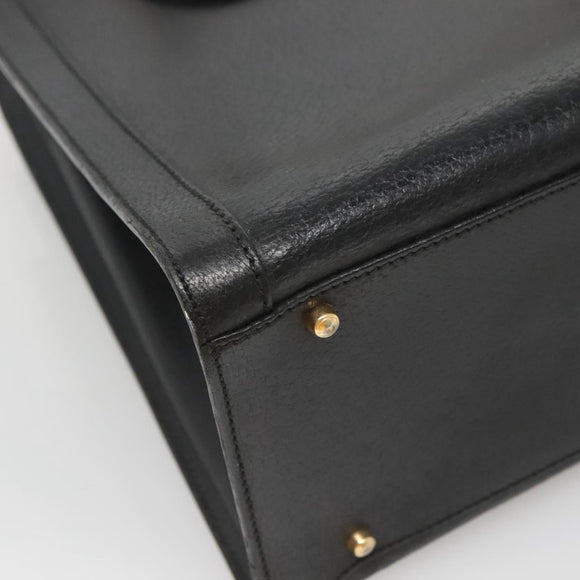 GUCCI Bamboo Hand Bag Leather Black Gold 002 1095 0260 Auth mr1335