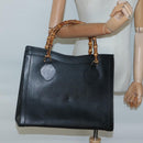 GUCCI Bamboo Hand Bag Leather Black Gold 002 1095 0260 Auth mr1335-22