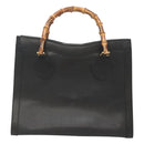 GUCCI Bamboo Hand Bag Leather Black Gold 002 1095 0260 Auth mr1335-13