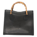 GUCCI Bamboo Hand Bag Leather Black Gold 002 1095 0260 Auth mr1335-2
