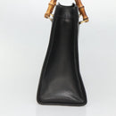 GUCCI Bamboo Hand Bag Leather Black Gold 002 1095 0260 Auth mr1335-3