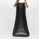 GUCCI Bamboo Hand Bag Leather Black Gold 002 1095 0260 Auth mr1335-4