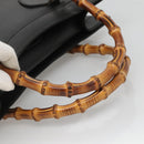 GUCCI Bamboo Hand Bag Leather Black Gold 002 1095 0260 Auth mr1335-7