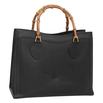 GUCCI Bamboo Hand Bag Leather Black Gold 002 2853 0260 0 Auth mr1336