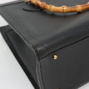 GUCCI Bamboo Hand Bag Leather Black Gold 002 2853 0260 0 Auth mr1336-16