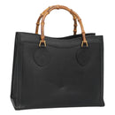 GUCCI Bamboo Hand Bag Leather Black Gold 002 2853 0260 0 Auth mr1336-1