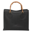 GUCCI Bamboo Hand Bag Leather Black Gold 002 2853 0260 0 Auth mr1336-13