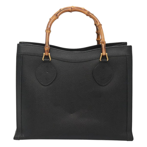 GUCCI Bamboo Hand Bag Leather Black Gold 002 2853 0260 0 Auth mr1336