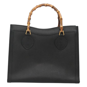 GUCCI Bamboo Hand Bag Leather Black Gold 002 2853 0260 0 Auth mr1336 - 0