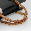 GUCCI Bamboo Hand Bag Leather Black Gold 002 2853 0260 0 Auth mr1336-7