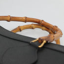 GUCCI Bamboo Hand Bag Leather Black Gold 002 2853 0260 0 Auth mr1336-8