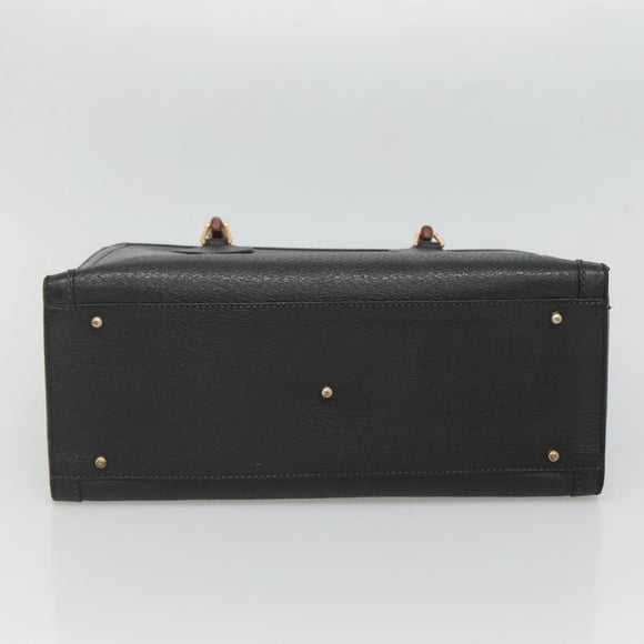 GUCCI Bamboo Hand Bag Leather Black Gold 002 2853 0260 0 Auth mr1336