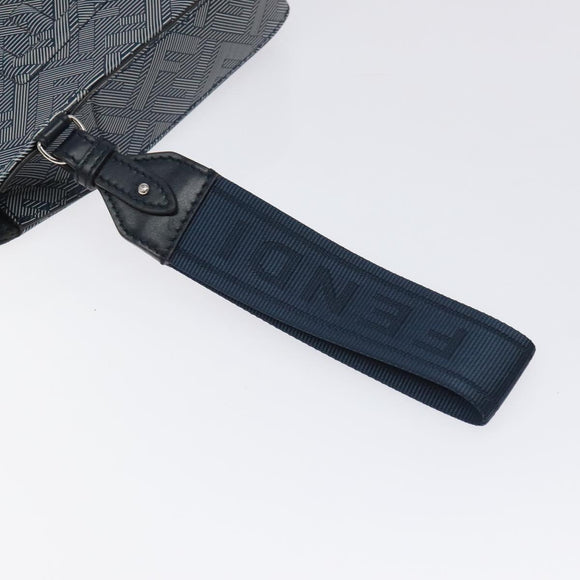 FENDI Shadow Clutch Bag Leather Navy Silver 7VA564 AP1B F1L7Q Auth mr1344