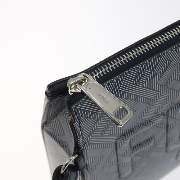 FENDI Shadow Clutch Bag Leather Navy Silver 7VA564 AP1B F1L7Q Auth mr1344