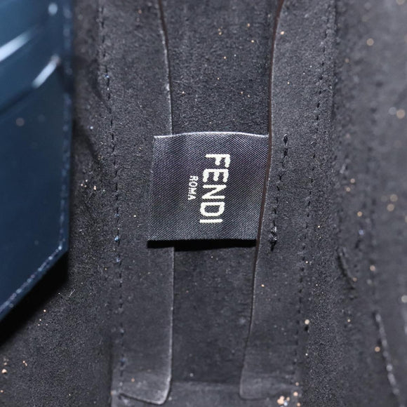 FENDI Shadow Clutch Bag Leather Navy Silver 7VA564 AP1B F1L7Q Auth mr1344