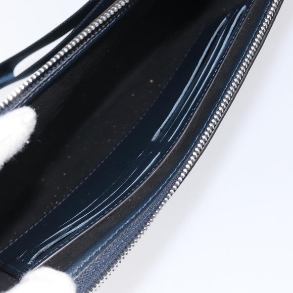 FENDI Shadow Clutch Bag Leather Navy Silver 7VA564 AP1B F1L7Q Auth mr1344