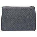 FENDI Shadow Clutch Bag Leather Navy Silver 7VA564 AP1B F1L7Q Auth mr1344-2