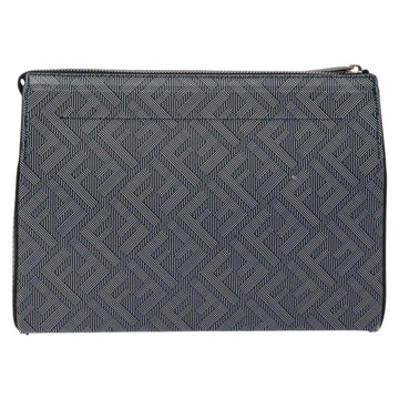 FENDI Shadow Clutch Bag Leather Navy Silver 7VA564 AP1B F1L7Q Auth mr1344 - 0